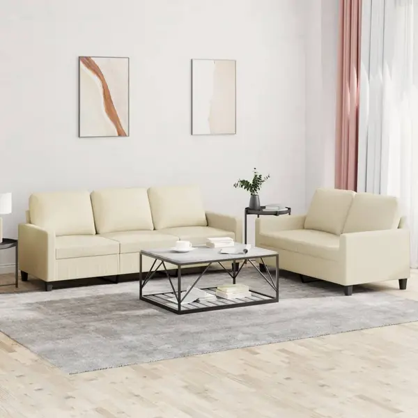 Gossi set de canapele cu perne, 2 piese, crem, piele ecologica