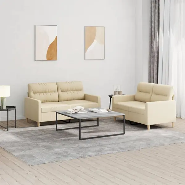 Gossi set de canapele cu perne, 2 piese, crem, textil