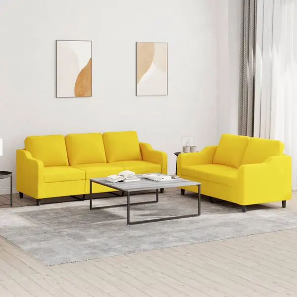 Gossi set de canapele cu perne, 2 piese, galben deschis, textil