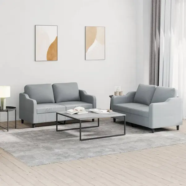 Gossi set de canapele cu perne, 2 piese, gri deschis, textil