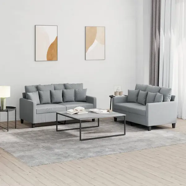 Gossi set de canapele cu perne, 2 piese, gri deschis, textil