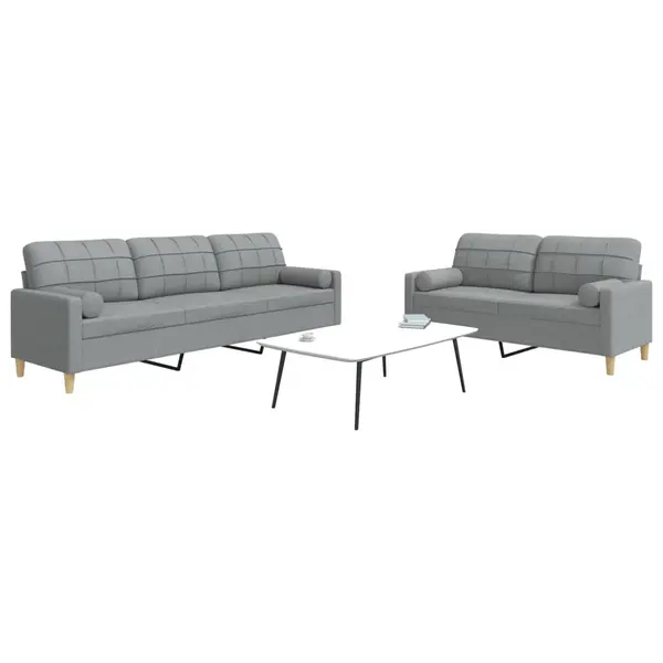 Gossi set de canapele cu perne, 2 piese, gri deschis, textil