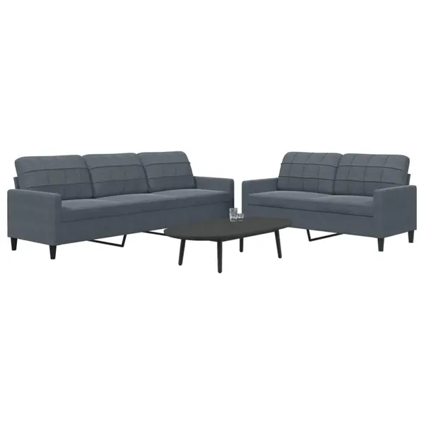 Gossi set de canapele cu perne, 2 piese, gri inchis, catifea