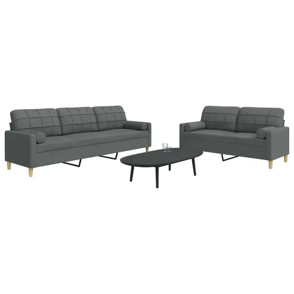 Gossi set de canapele cu perne, 2 piese, gri inchis, material textil