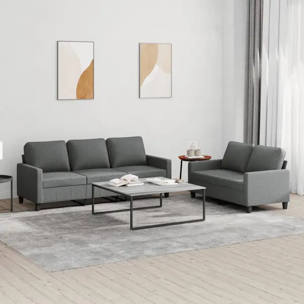 Gossi set de canapele cu perne, 2 piese, gri inchis, textil