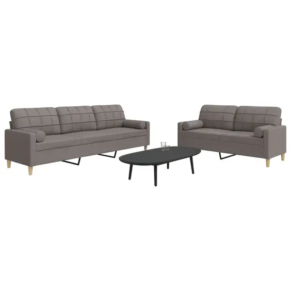 Gossi set de canapele cu perne, 2 piese, gri taupe, textil