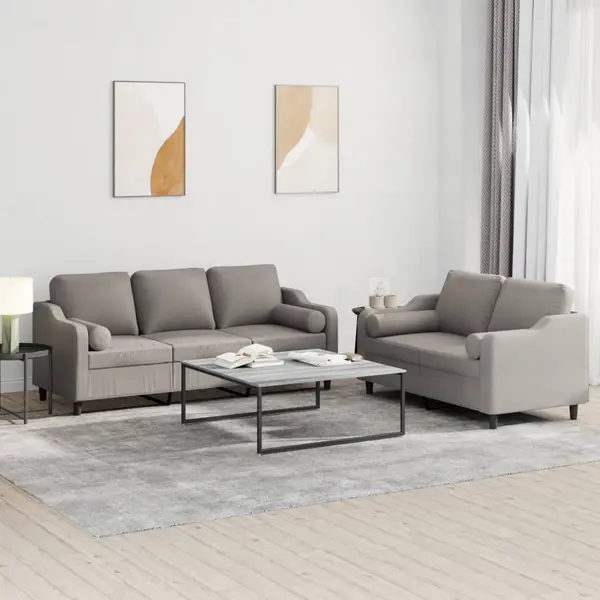 Gossi set de canapele cu perne, 2 piese, gri taupe, textil