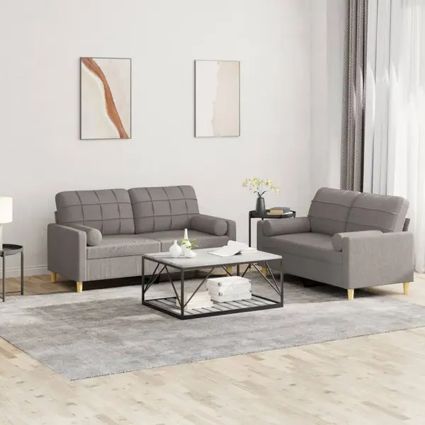 Gossi set de canapele cu perne, 2 piese, gri taupe, textil