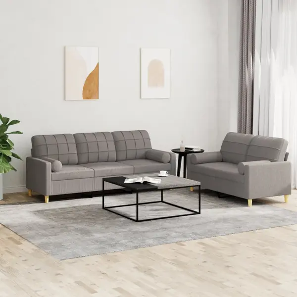 Gossi set de canapele cu perne, 2 piese, gri taupe, textil
