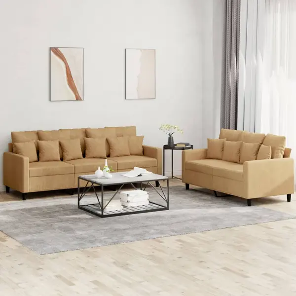 Gossi set de canapele cu perne, 2 piese, maro, catifea