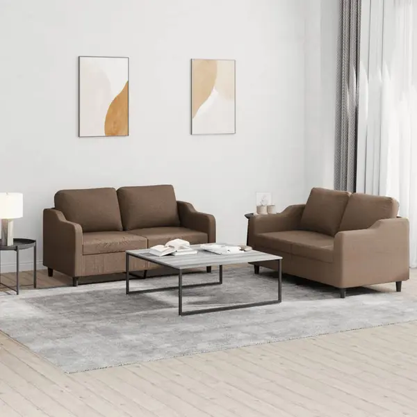 Gossi set de canapele cu perne, 2 piese, maro, textil