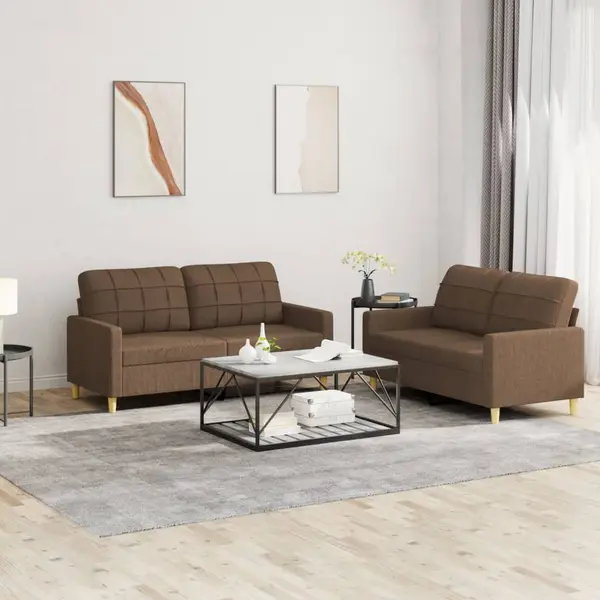 Gossi set de canapele cu perne, 2 piese, maro, textil