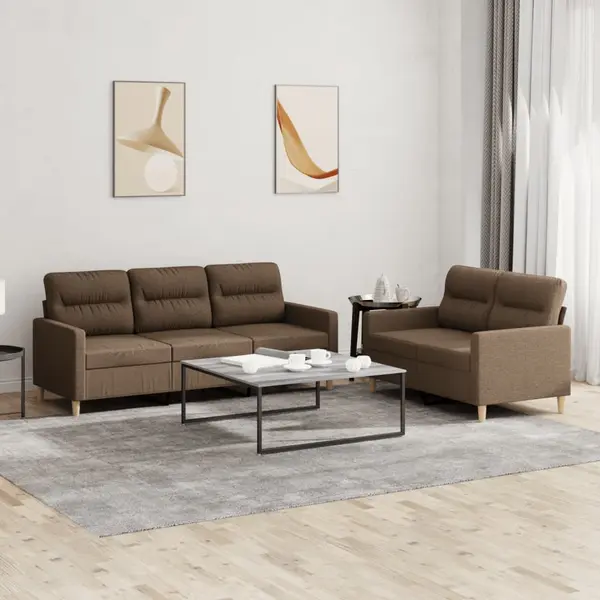 Gossi set de canapele cu perne, 2 piese, maro, textil