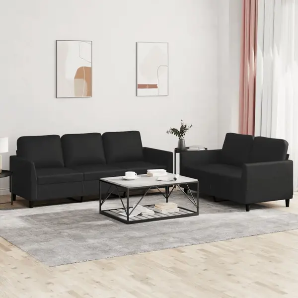 Gossi set de canapele cu perne, 2 piese, negru, piele ecologica