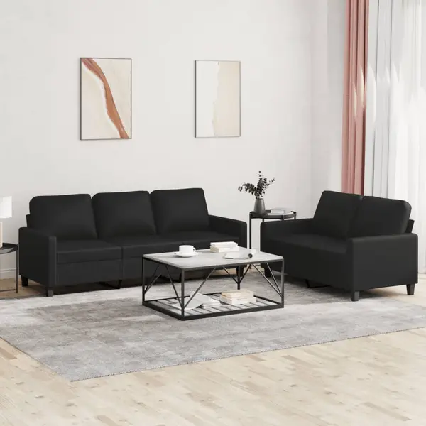 Gossi set de canapele cu perne, 2 piese, negru, piele ecologica