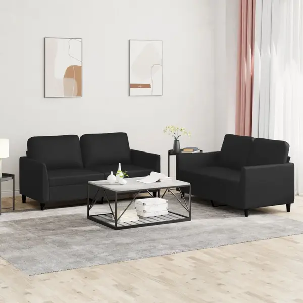 Gossi set de canapele cu perne, 2 piese, negru, piele ecologica
