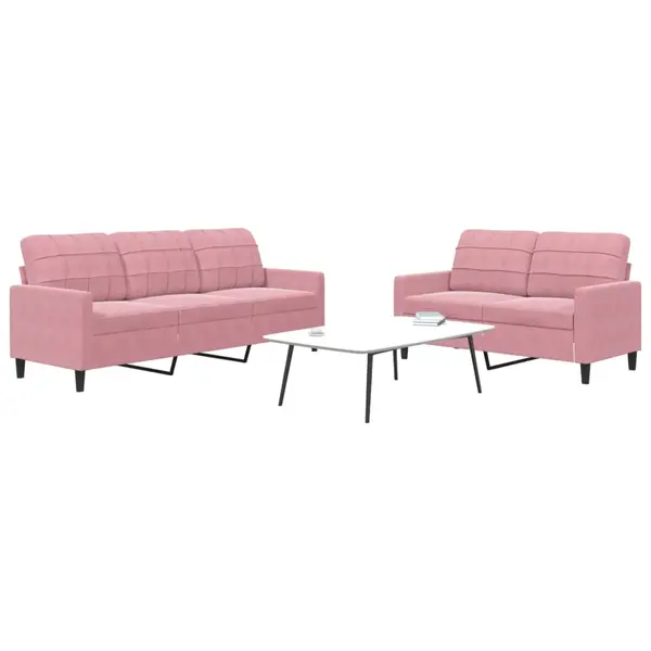 Gossi set de canapele cu perne, 2 piese, roz, catifea