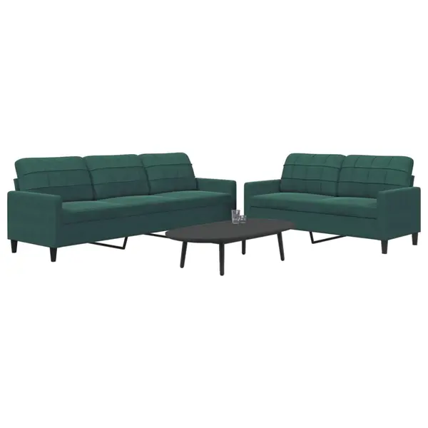 Gossi set de canapele cu perne, 2 piese, verde inchis, catifea