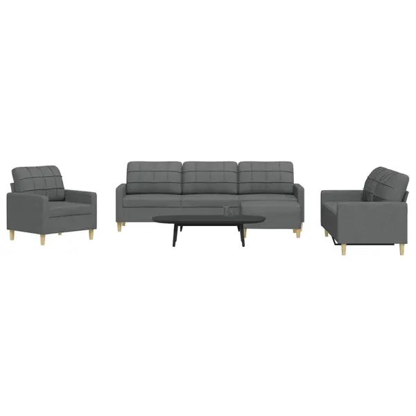 Gossi set de canapele cu taburet, 4 piese, gri inchis, textil
