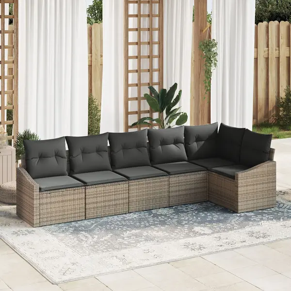 Gossi set de canapele de gradina 6 piese cu perne gri din poliratan