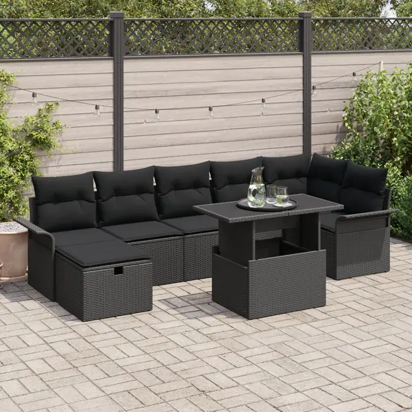 Gossi set de canapele pentru gradina cu perne 8 piese ratan poliratan negru