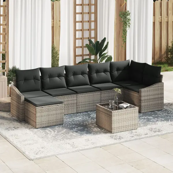 Gossi set de canapele pentru gradina cu perne gri din ratan