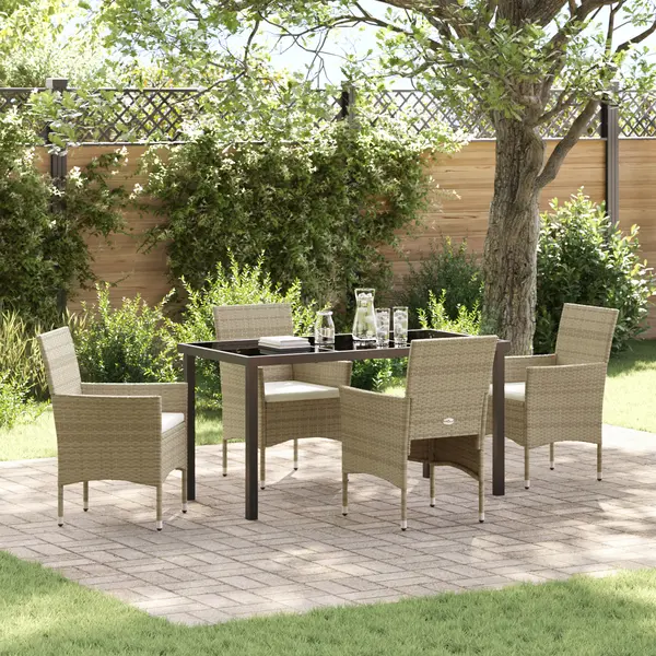 Gossi set de dining pentru gradina , 5 piese, bej, poliratan