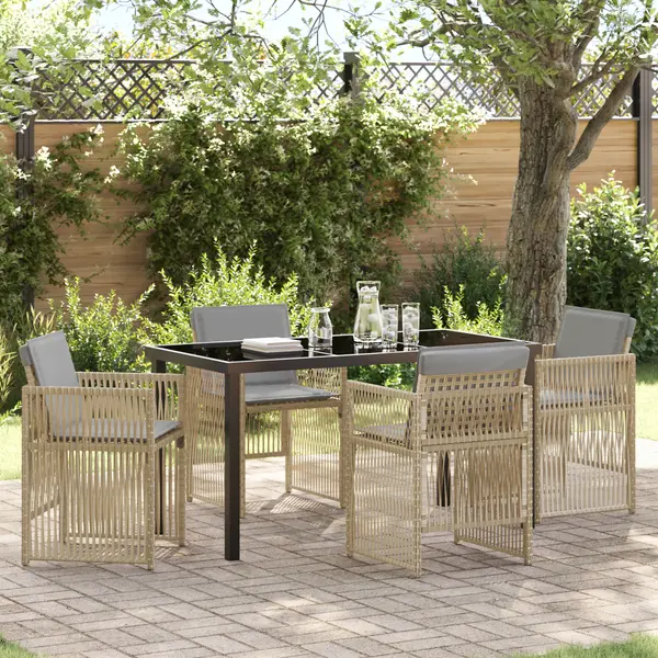 Gossi set de dining pentru gradina cu 5 piese cu perne in rattan bej
