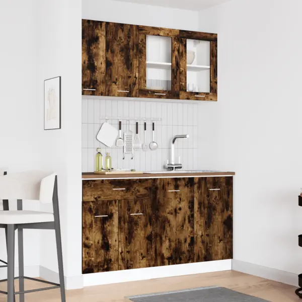 Gossi set de dulapuri pentru bucatarie din 4 piese stejar afumat lemn stratificat
