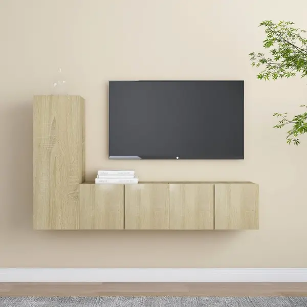 Gossi set de dulapuri tv, 3 piese, stejar sonoma, lemn prelucrat