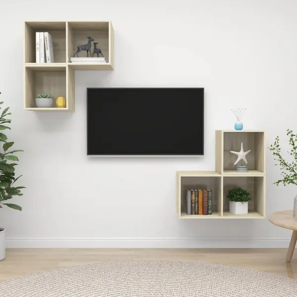 Gossi set de dulapuri tv, 4 piese, stejar sonoma, lemn prelucrat