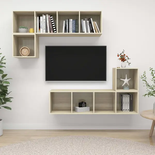 Gossi set de dulapuri tv, 4 piese, stejar sonoma, lemn prelucrat