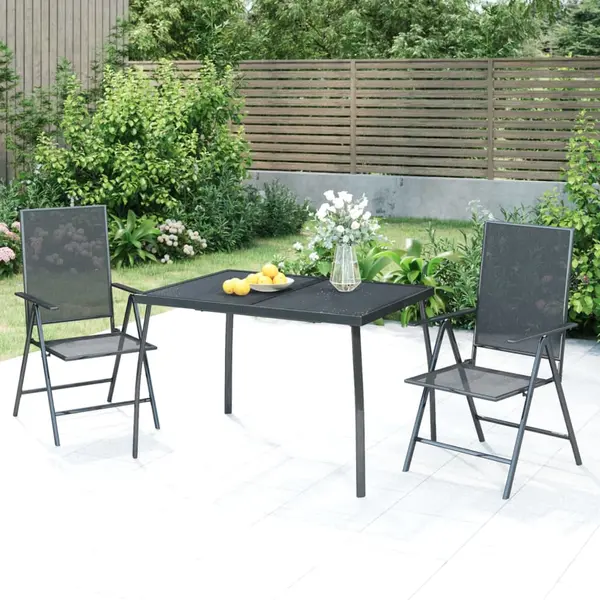 Gossi set de masa gradina, 3 piese, antracit, otel