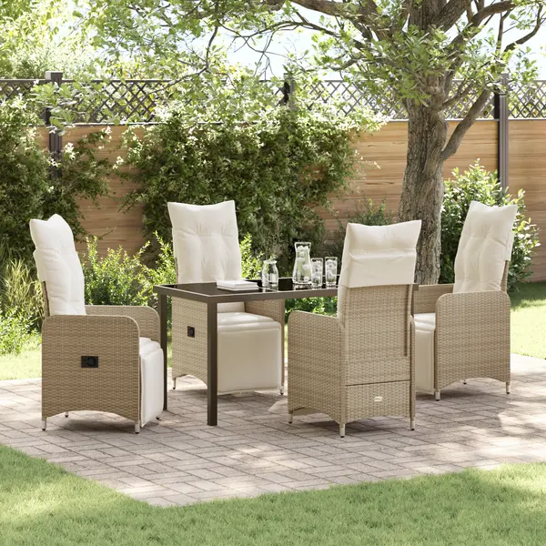 Gossi set de masa gradina 5 piese cu perne bej rattan poli