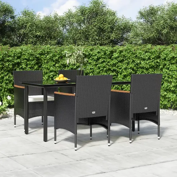Gossi set de masa pentru gradina, 5 piese, cu perne, negru