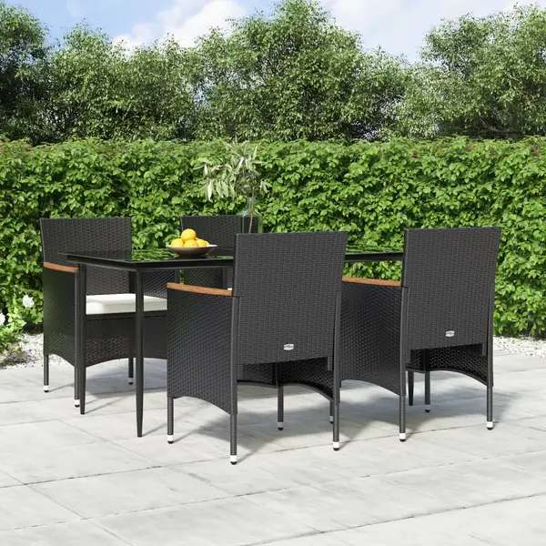 Gossi set de masa pentru gradina, 5 piese, cu perne, negru