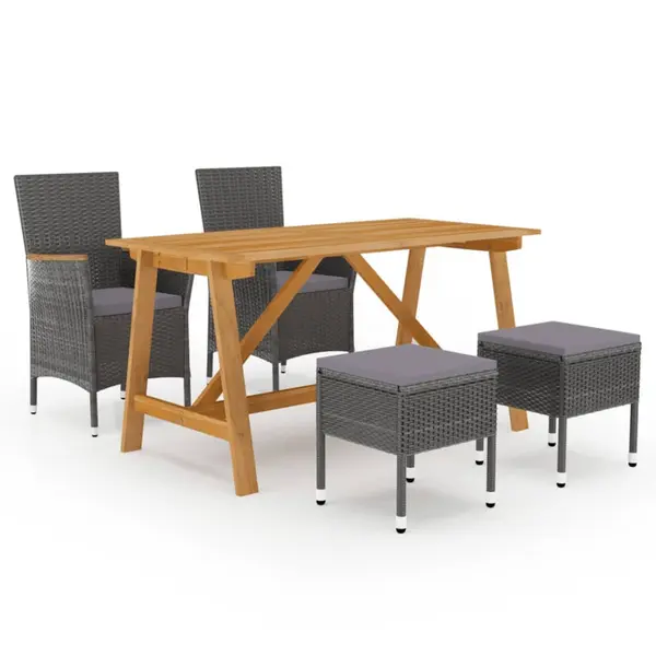 Gossi set de masa pentru gradina, 5 piese, gri