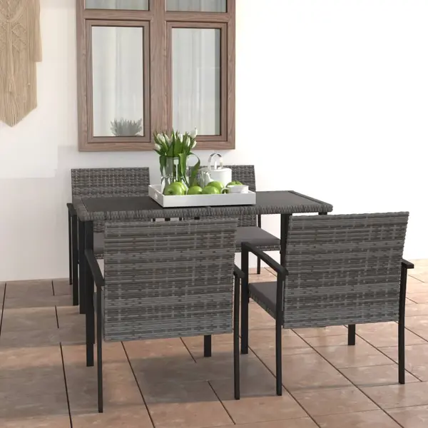 Gossi set de masa pentru gradina, 5 piese, gri, poliratan