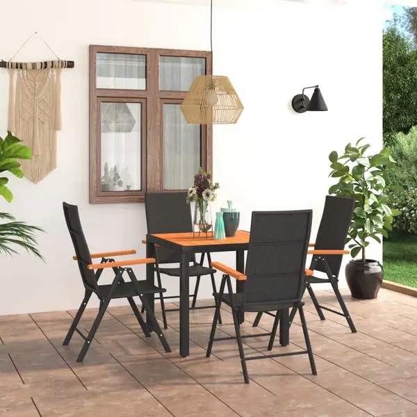 Gossi set de masa pentru gradina, 5 piese, negru si maro