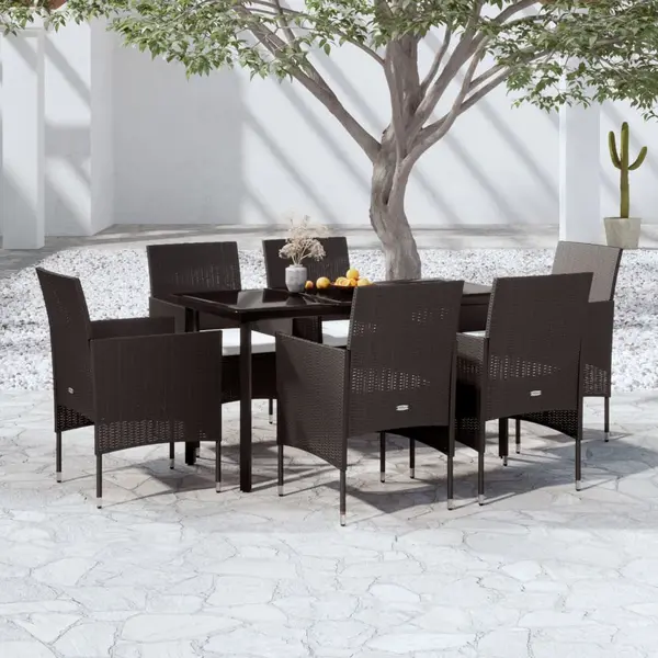 Gossi set de masa pentru gradina, 7 piese, cu perne, negru