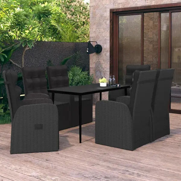 Gossi set de masa pentru gradina, 7 piese, cu perne, negru