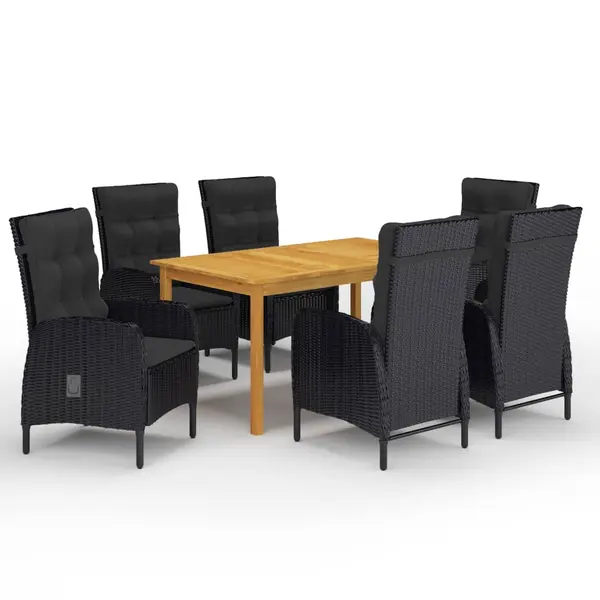 Gossi set de masa pentru gradina, 7 piese, negru