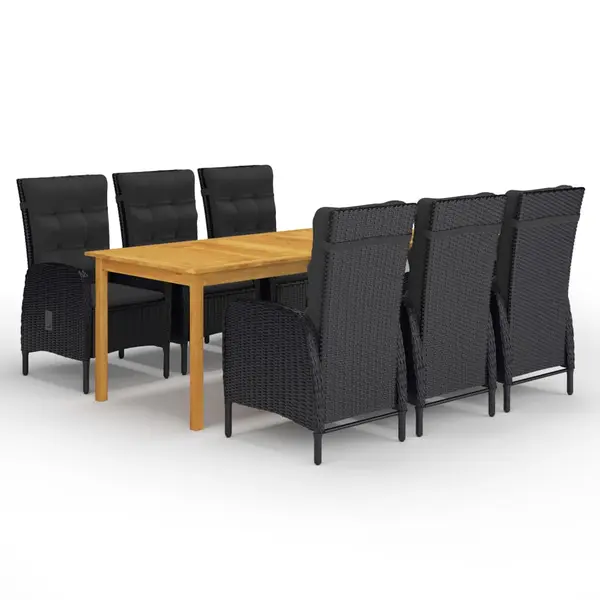 Gossi set de masa pentru gradina, 7 piese, negru