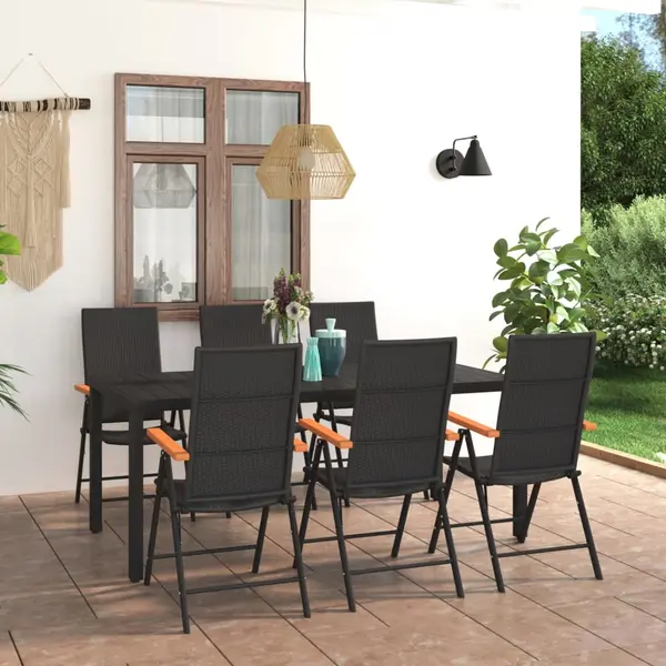 Gossi set de masa pentru gradina, 7 piese, negru si maro