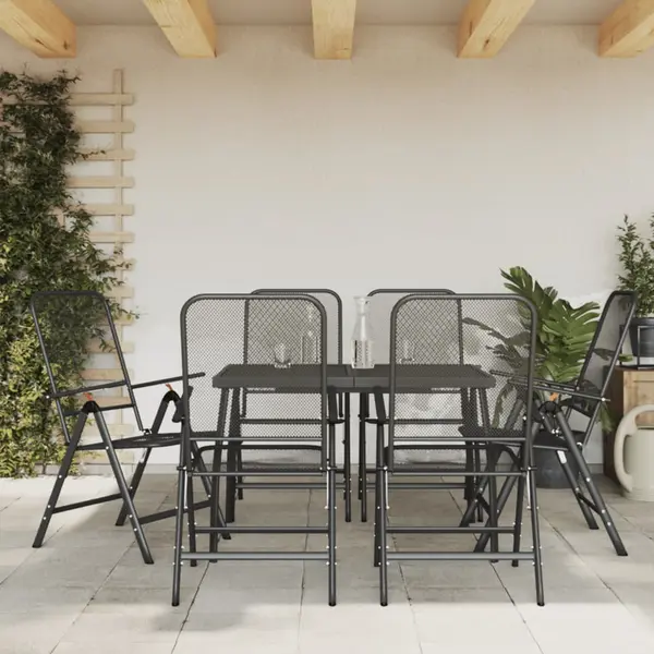 Gossi set de masa pentru gradina, 7 piese, plasa metalica antracit