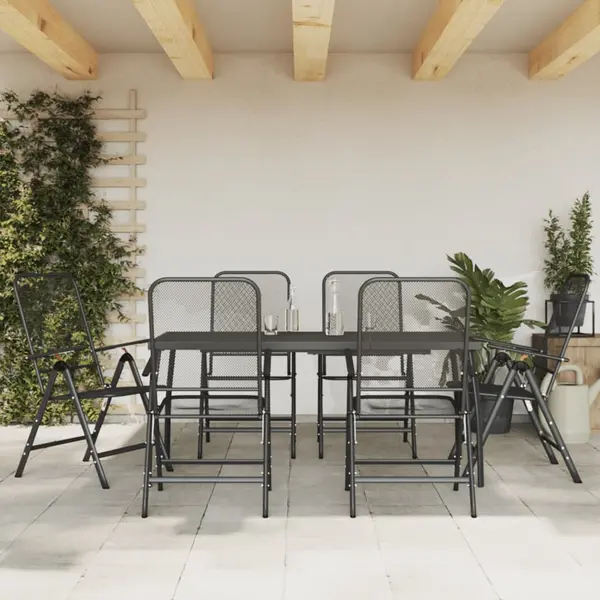 Gossi set de masa pentru gradina, 7 piese, plasa metalica antracit