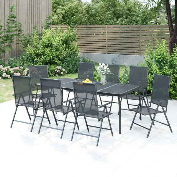 Gossi set de masa pentru gradina, 9 piese, antracit, otel