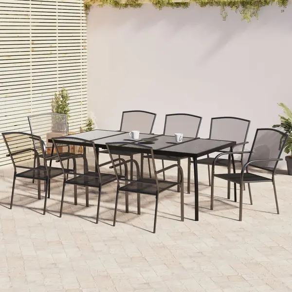 Gossi set de masa pentru gradina, 9 piese, antracit, otel