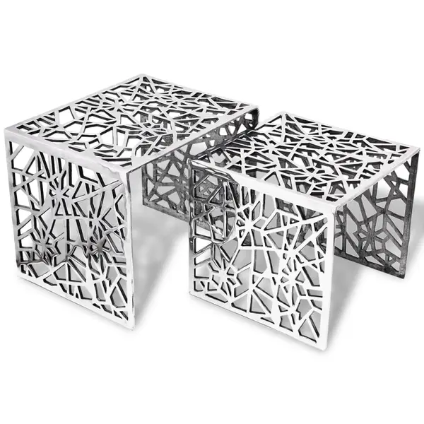 Gossi set de mese laterale 2 buc. patrat aluminiu argintiu