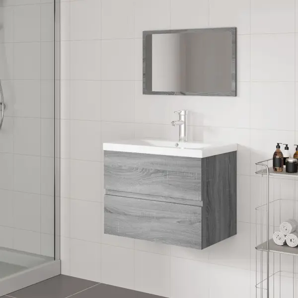 Gossi set de mobilier de baie, gri sonoma, lemn prelucrat